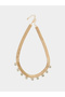Gold Tone Snake Chain Necklace with Crystal Drops - 4