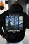 Men's Black Van Gogh Printed Hooded Sweatshirt