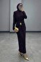 Brooch Detail Ruched Purple Sandy Dress - 3