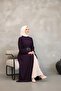 Asymmetrical Cut Belted Two-Color Long Hijab Dress - Purple - 5