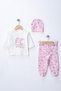 100% Cotton Bear Printed 3-Piece Baby Set - Hospital Release with Hat - 2