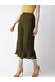 Women Olive Green Pleated Flared Trousers - 4