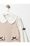 Girl's Cotton Beige Shirt Collar Dress 2 Piece Dress - 6
