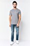 Men Crew Neck Short Sleeve Embroidered Logo T-Shirt, Heather Grey - 2