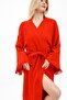 Muslin Kimono 100% Cotton Patternless Bathrobe Kaftan Dressing Gown Red - 3