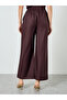 Women Brown Linen Blend Wide Leg Trousers - 4