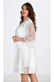 Women'S, White, Plus Size, Lace Detailed, Satin Nightgown-Robe Set - 4