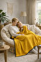 Waffle Woven Multi-Purpose Pique Tv Shawl / Blanket - Yellow