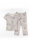 Women's V-Neck Short Sleeve Front Lace-Up + Capri Patterned Cotton Pajama Set - 6