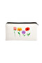 Flowers Printed 4-Piece Makeup Bag, Pen Holder, Wallet - 2