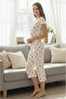 Women's Short Sleeve + Capri Heart Bow Valentine's Day Cotton Pajama Set - 3