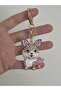 Pink and White Stone Keychain & Bag Charm with Dog Figure – Stylish Bag Ornament - 2