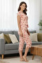 Women's Short Sleeve + Capri Heart Bow Valentine's Day Cotton Pajama Set - 3