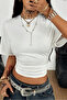 Women's White Short Sleeve Cropped T-Shirt – Crew Neck, Slim Fit, Casual & Stylish Basic T-Shirt - 2