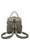 Women's Green Washed Leather Multi-Compartment Stylish Backpack Shoulder Crossbody Bag - 3