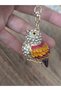 Orange and White Stone Keychain & Bag Charm with Bird Figure – Stylish Bag Ornament - 2