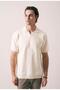 Dawson Polo V-Neck Buttonless Short Sleeve Slim Knitwear Men's T-Shirt - Beige - 3