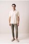 Dawson Polo V-Neck Buttonless Short Sleeve Slim Knitwear Men's T-Shirt - Beige - 5