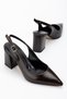 Bitter Brown Shiny Leather Women's Classic Heeled Shoes - 5