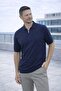 Ritchie Zippered Polo Collar Vertical Striped Short Sleeve Slim Knitwear Men's T-Shirt - Navy Blue - 4