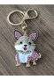 Pink and White Stone Keychain & Bag Charm with Dog Figure – Stylish Bag Ornament - 3