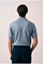 Linus Zippered Polo Collar Short Sleeve Slim Knitwear Men's T-Shirt - Cold Blue - 5
