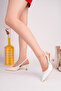 Women's Pointed Toe Galvanized Heel Side Buckle Stylish Heeled Shoes - 2