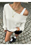 Women's Plain Off-White Oversize Sweatshirt Street Style, Relaxed Fit - 2