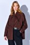 Women's Brown Self-Tie Ribbon Detailed Poplin Shirt