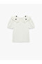Embroidery Detailed Short Sleeve Baby Collar Blouse - 4