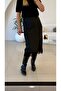 Women's Black Back Slit Regular Waist Satin Stylish Skirt - 5