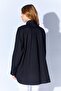 Women's Black Self-Tie Ribbon Detailed Poplin Shirt - 6