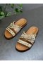 Ti̇na Mink Leather Pin-Studded Women's Daily Slippers - 3