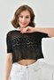 Women's Crew Neck Openwork Crop Knitwear Blouse 8256Sw - 7