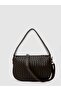 Women's Bitter Brown Knit Patterned Baguette Leather Hand Knitted and Shoulder Bag Machine Knitted - 7