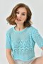 Women's Crew Neck Openwork Crop Knitwear Blouse 8256Sw - 2