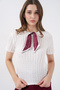 Women's Short Sleeve Scarf Knitted Blouse 981 - White