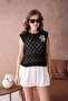Women's Crew Neck Openwork Knitwear Blouse 8257Sw - 4