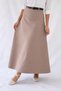 Belt-Detail Maxi Length Loose Mink Woven Skirt