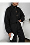 Black Button Detailed Crop Tracksuit Set - 3