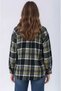 Women's Patterned Color-Block Flannel Oversized Loose and Wide-Fit Casual Pocketed Collared Shirt Jacket - 4