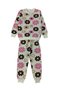 Girl's Two Yarns Raised Beige Color Floral Patterned Long Sleeve Pajama Set - 2