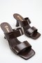 Women's Patent Leather Zenne Slippers Heeled Shoes