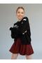 Girl's Asymmetrical Cut Guipure Detailed Oversize Design Sweatshirt - 5