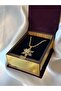 Steel Chain Gold Zircon Stone Snowflake Rotating Stress Necklace - 2