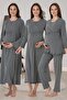 Women's Smoked Long Sleeve Special Design Cotton Combed Cotton Maternity Nightgown Pajama Set