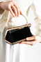PERIE Coffee Shoe and Bag Matching Set Women's 7 cm Heeled Sequin Evening Shoes and Bag Set - 5