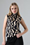 Sleeveless Turtleneck Patterned Blouse - 4