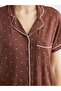 Brown Shirt Collar Polka Dot Women's Pajama Set (S6) - 3