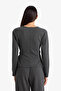 Regular Fit Wrap Collar Accessory Detailed Long Sleeve Blouse G8816Ax26Sp - 5